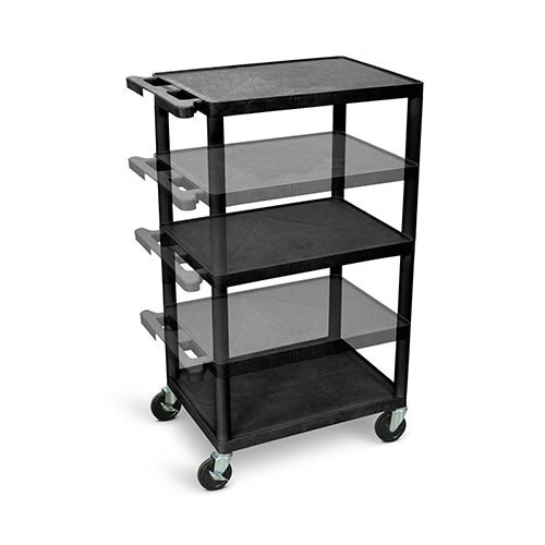 Luxor Multi-Height AV Cart - Three Shelves - Black - LPDUO-B - Titan Tools Direct