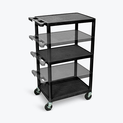 Luxor Multi-Height AV Cart - Three Shelves with Cabinet - Black - LPDUOC-B  - Titan Tools Direct