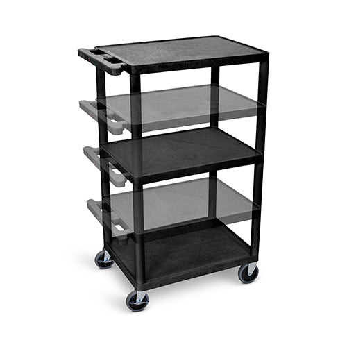 Luxor Multi-Height AV Cart - Three Shelves - Electric - Black - LPDUOE-B - Titan Tools Direct