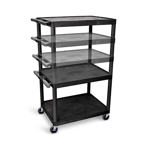 Luxor Multi-Height AV Cart - Three Large Shelves - Electric - Black - LPLDUOE-B - Titan Tools Direct