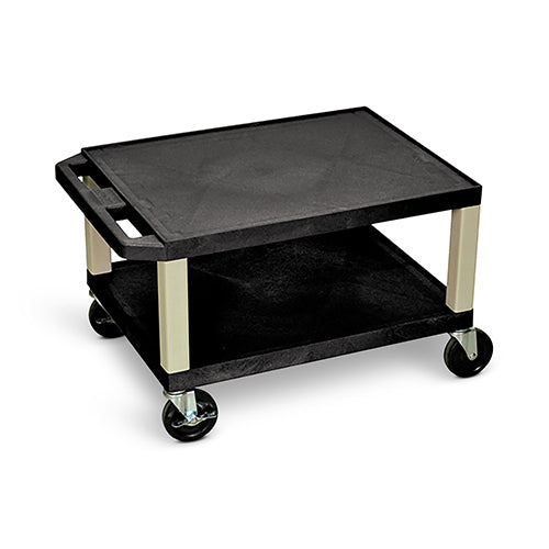 Luxor 16"H AV Cart - Two Shelves - Black with Putty Legs - WT16-P