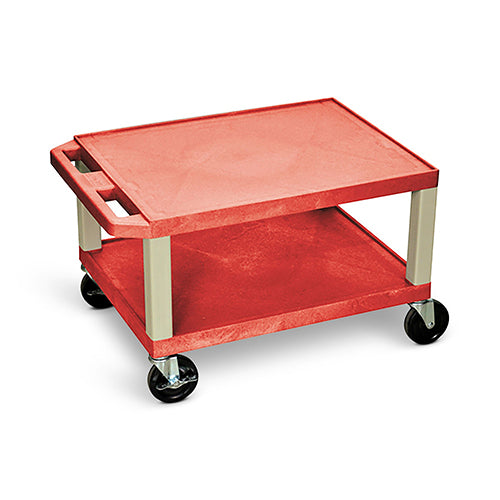 Luxor 16"H AV Cart - Two Shelves - Red with Putty Legs - WT16R