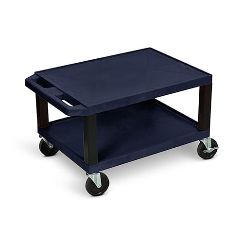 Luxor 16"H AV Cart - Two Shelf - Electric - Navy with Black Legs - WT16ZE-B - Titan Tools Direct