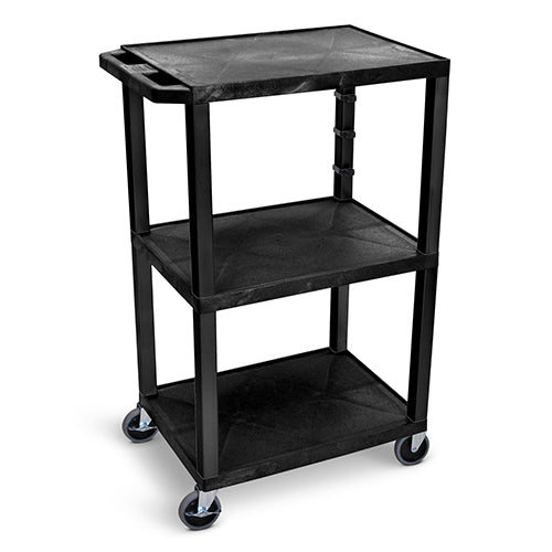 Luxor 42"H AV Cart - Three Shelves - Black - WT42 - Titan Tools Direct