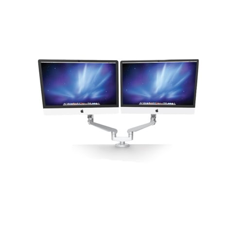 Fellowes Edge MAX Series Dual Heavy Duty Monitor Arm, 17.6 - 42 lbs. per Arm, Silver - EDGE-MAX-DUAL-SLV