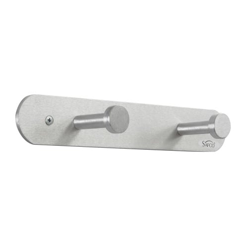 Safco Nail Head Coat Hook, 2 Hook (Qty. 12), Satin Aluminum - 4200