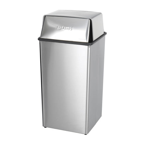 Safco Stainless Steel 36-Gallon Receptacle with Push Door Lid - 9705 - Titan Tools Direct