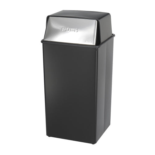 Safco Reflections By Safco Push Top Receptacle, 36-Gallon, Black - 9895