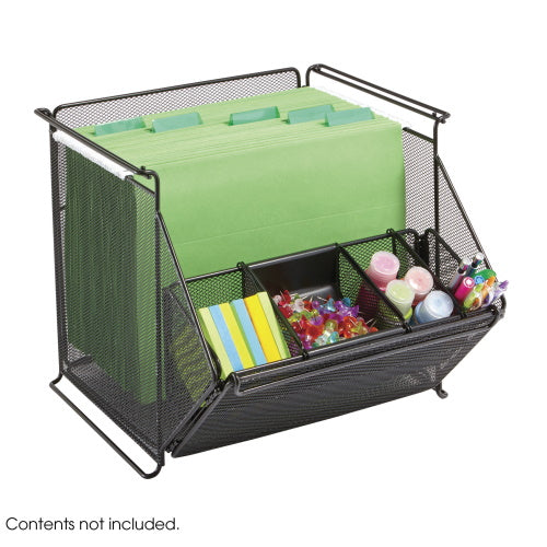 Safco Onyx Stackable Mesh Storage Bins, Black - 2164BL - Titan Tools Direct