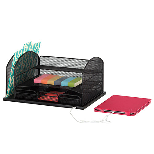 Safco Powered Onyx Organizer With 3 Drawers, Black - 3234BL - Titan Tools Direct