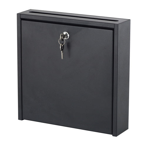 Safco 12" x 12" Wall-Mounted Interoffice Mailbox with Lock, Black - 4258BL