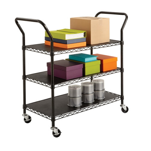 Safco Wire Utility Cart - 3 Shelves, Black - 5338BL - Titan Tools Direct
