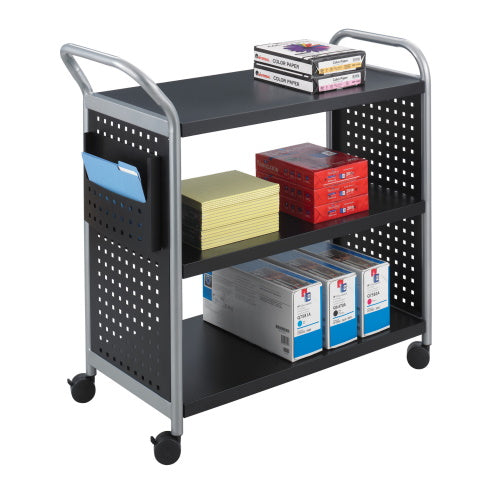 Safco Scoot Utility Cart - 3 Shelves, Black - 5339BL