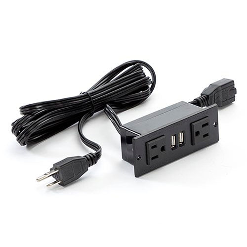 Safco Power Module with 2 Power and 2 USB Outlets, 1 Daisy Chain - MRPM3BLK - Titan Tools Direct