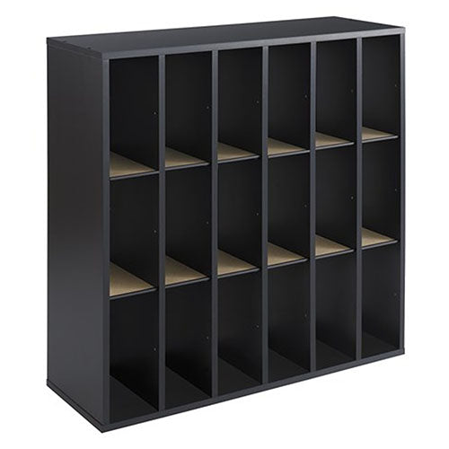 Safco Wood 18-Compartment Mail Sorter, Black - 7765BL