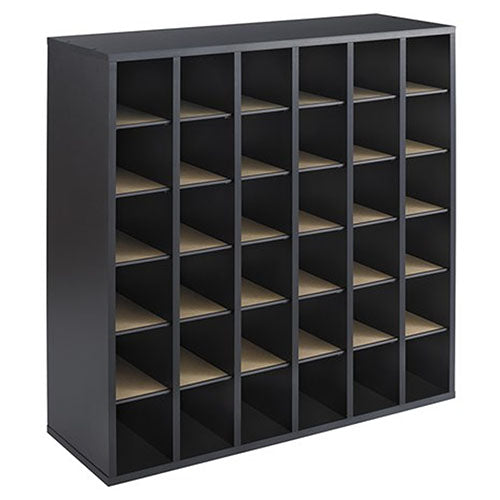 Safco Wood 36 Compartment Mail Sorter, Black - 7766BL - Titan Tools Direct