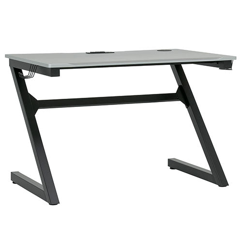 Studio Designs SD Gaming Zone 52" PC Gamer Computer Desk w/ Charging Station and Headphone Hook - Black Metal Legs/Racing Silver Top - 51255
