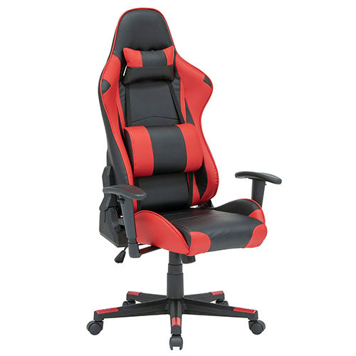 Studio Designs SD Gaming High Back Gamer Chair with Removable Lumbar and Headrest Pillow - Racing Red PU - 10660