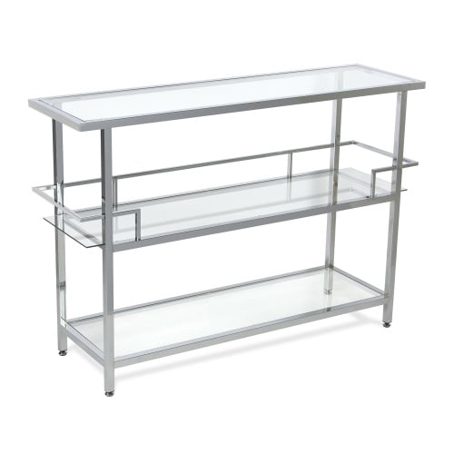 Studio Designs Home Portico Modern 3-Tier Tempered Glass Bar Unit for Liquor or Wine Storage Chrome 52 inches - 71005
