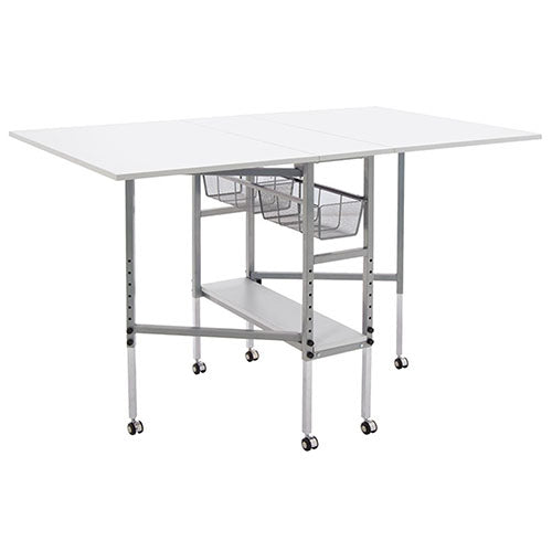 Studio Designs Mobile Height Adjustable Hobby and Craft Cutting Table with Drawers - Silver/White - 13374