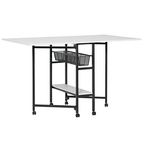 Studio Designs Sew Ready 36" Tall Standing Height Mobile Craft Cutting Table with Storage Baskets Shelf and Expandable Top - Charcoal/White - 13378