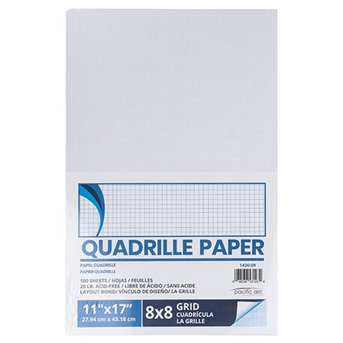  Pacific Arc 11" x 17" Quadrille Paper with 8 x 8 Grid - 1430-9 - Titan Tools Direct
