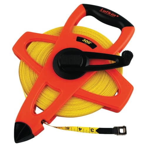 Lufkin Hi-Viz Orange Reel Fiberglass Tape 300 Feet x 1/2 Inch (FE300)