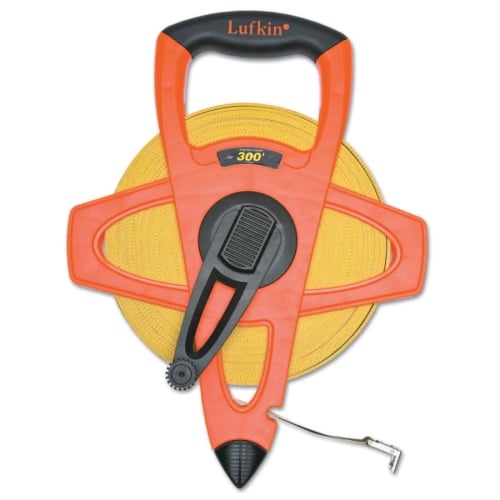 Lufkin Hi-Viz Orange Reel Fiberglass Tape 300 Feet x 1/2 Inch 1/10 Inch Graduation (FE300D)