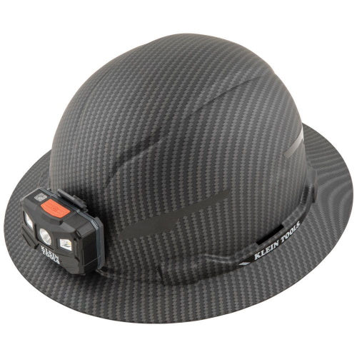 Klein Tools - Hard Hat, Premium KARBN Pattern, Non-Vented Full Brim, Class E, Lamp (60346)