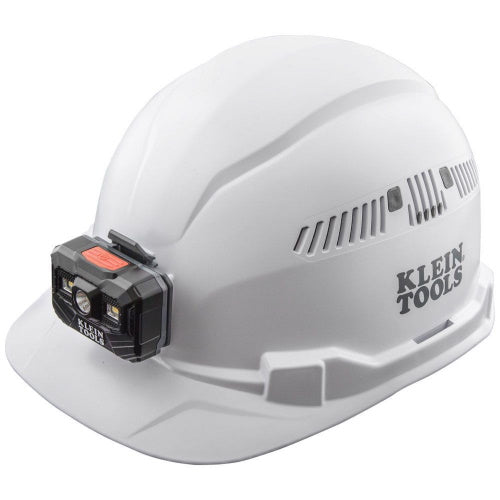 Klein Tools Hard Hat, Vented, Cap Style with Rechargeable Headlamp, White - 60113RL - Titan Tools Direct