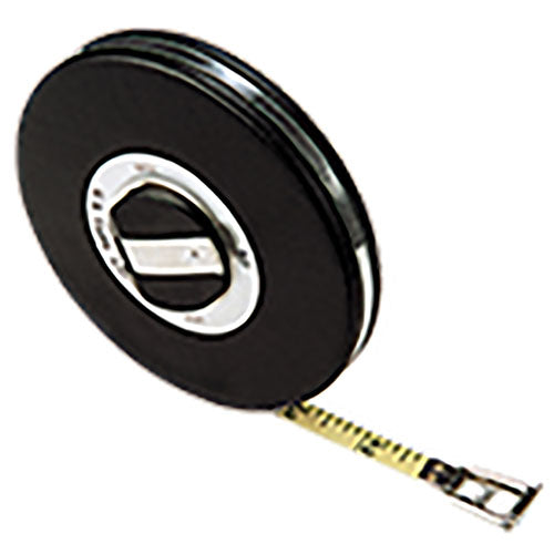US Tape 3/8" x 50’ Black Vinyl Covered Steel Tapes with Yellow Blade - (Ft/10ths/Dia.) - 68560