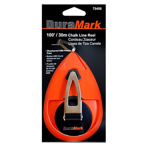 US Tape 100' DuraMark Shockproof ABS Orange Plastic Case Chalk Reel - 75450