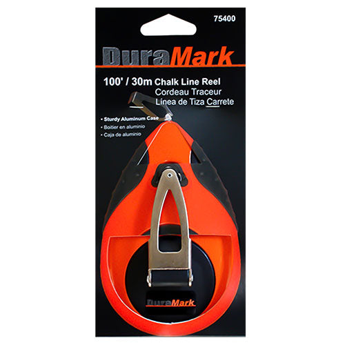 US Tape 100' DuraMark Orange Aluminum Case Chalk Reel with Rubber Grips - 75400