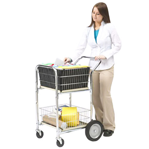 Charnstrom Compact Dual Handle Wire Basket Mail Room and Office Delivery Cart (M241) - Titan Tools Direct