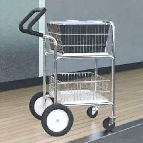Charnstrom Compact Easy Push Handle Wire Basket Mail and Office Cart with Cushion Grip (M241E) - Titan Tools Direct