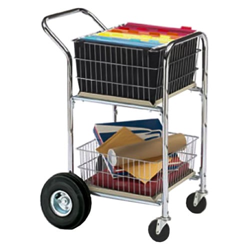 Charnstrom Compact Dual Handle Mail/Office Distribution Cart with 10" Rear Air Tires (M249) - Titan Tools Direct