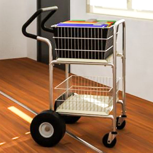 Charnstrom Compact Mail/Office Distribution Cart with 10" Rear Air Tires and Easy Push Handle (M249E) - Titan Tools Direct