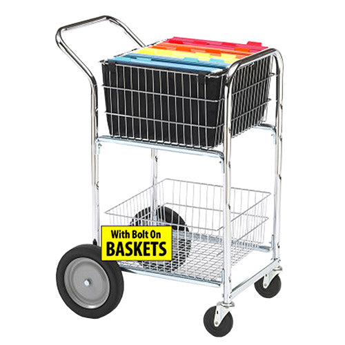 Charnstrom Compact Mail/Office Distribution Cart with Bolt On Baskets and 10" Rear Wheels (M240) - Titan Tools Direct