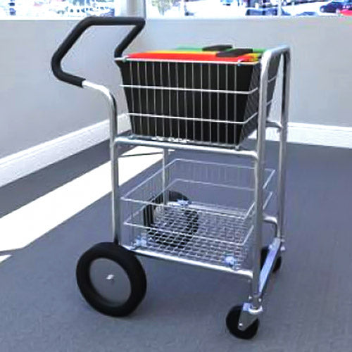 Charnstrom Compact Mail/Office Distribution Cart with Bolt in Baskets, 10" Rear Wheels & Easy Push Handle (M240E) - Titan Tools Direct
