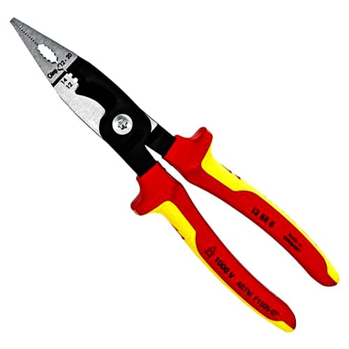 Knipex 8" 6-in-1 Electrical Installation Pliers - 12 and 14 AWG-1000V Insulated (13 88 8 US)