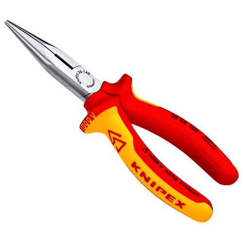 Knipex 6 1/4" Long Nose Pliers with Cutter - 1000V Insulated (25 08 160 SBA)