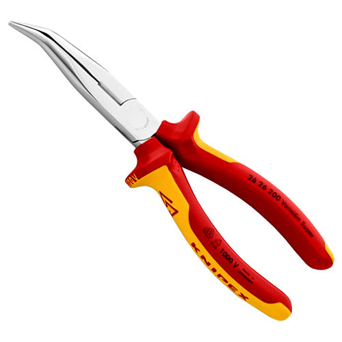 Knipex 8" Long Nose Pliers with Cutter and 40° Angled Head - 1000V Insulated (26 26 200)
