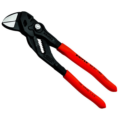 Knipex 7 1/4" Pliers Wrench with Non-Slip Plastic Grip (86 01 180)