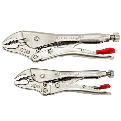 Crescent Tools 2 Pieces - Curved Jaw Locking Pliers with Wire Cutter Set - CLP2SETN