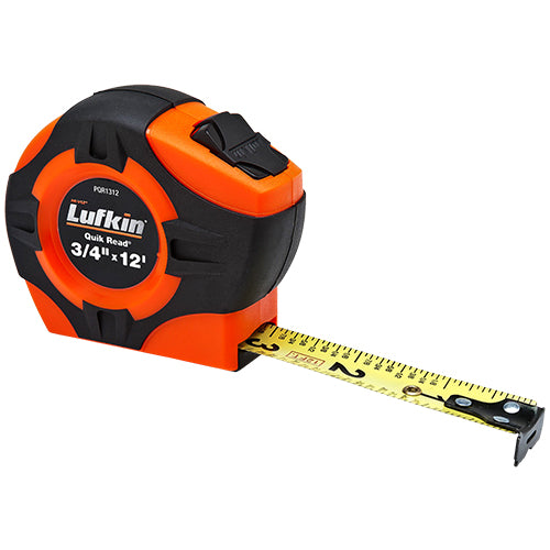 Lufkin 3/4" x 12' Quickread Power Return Yellow Clad Tape Measure - PQR1312N