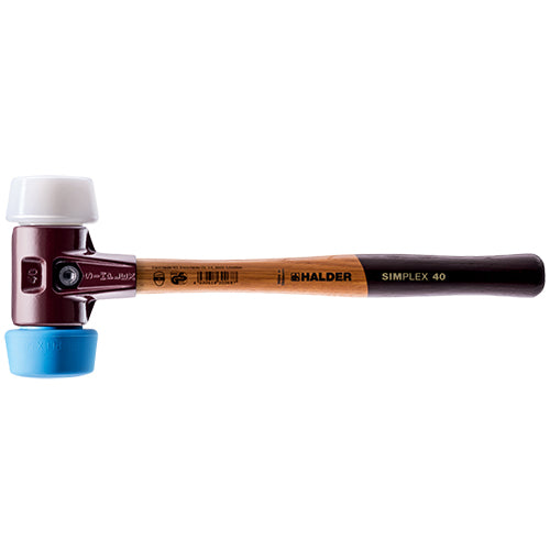 Halder 12.99 in. Simplex Mallet with Oversized Soft Blue Rubber & Superplastic Inserts/Wood Handle (40/50) - 3017.051