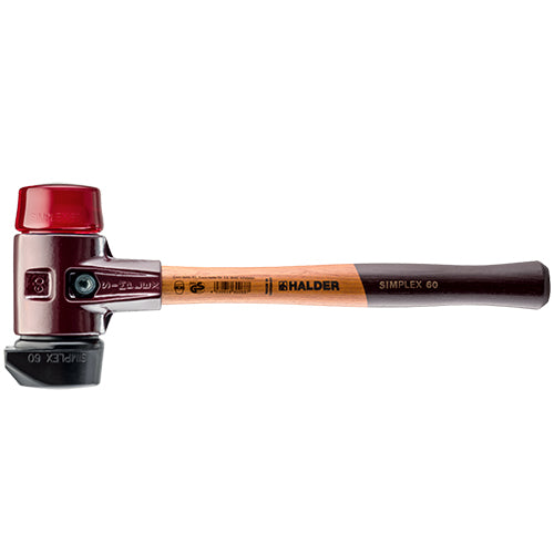 Halder 15.94 in. Simplex Mallet with Red Plastic & STAND-UP Black Rubber Inserts/Cast Iron Housing & Wood Handle - 3026.260