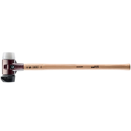 Halder 30.71 in. Simplex LONG HANDLE Mallet with Superplastic & STAND-UP Black Rubber Inserts/Cast Iron Housing & Hickory Handle - 3027.261