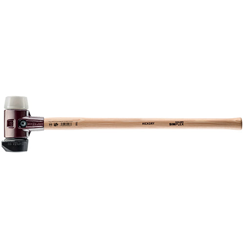 Halder 30.71 in. Simplex LONG HANDLE Mallet with Nylon & STAND-UP Black Rubber Inserts/Cast Iron Housing & Hickory Handle - 3028.261
