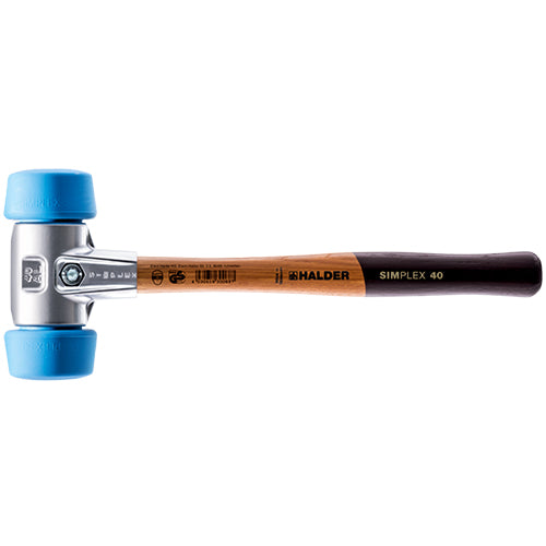 Halder 12.99 in. Simplex Mallet with Oversized Soft Blue Rubber,Non-Marring Inserts/Lightweight Alumimum Housing & Wood Handle - 3101.051